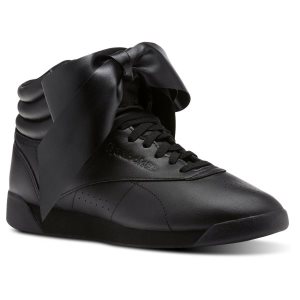 Reebok Freestyle Hi Satin Bow Turnschuhe Damen - Schwarz/Grau - DE 856-YWM